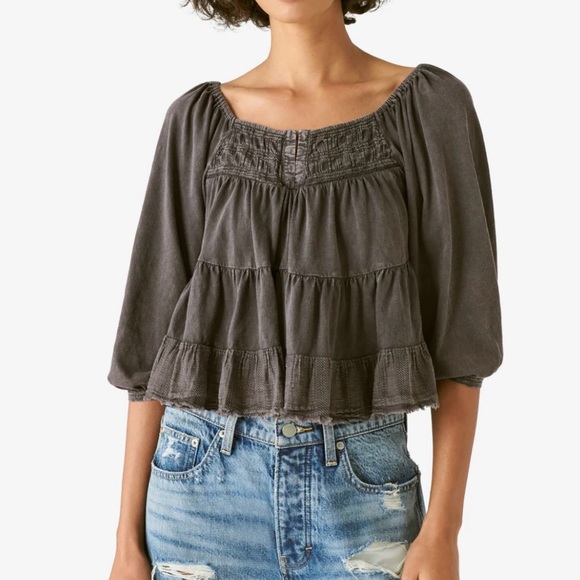 Lucky Brand 3/4 sleeve top in gray size M - Picture 2 of 4